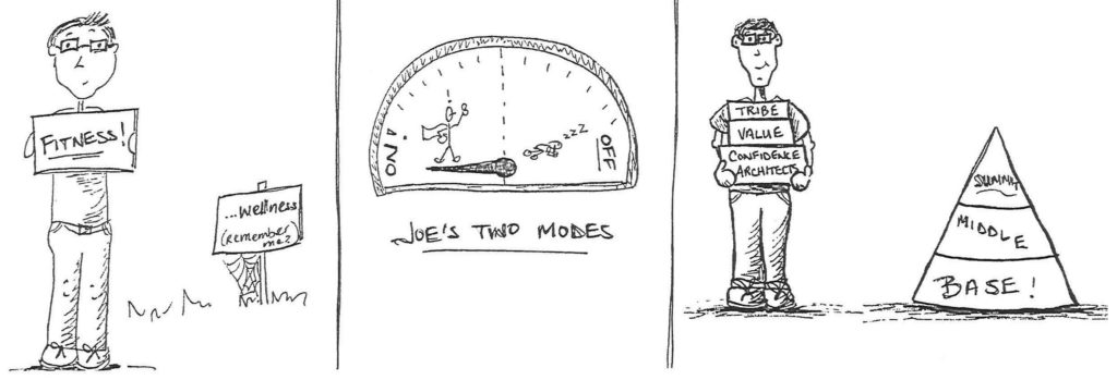 Cartoon (suedle) of Joe's story about understanding mental illness